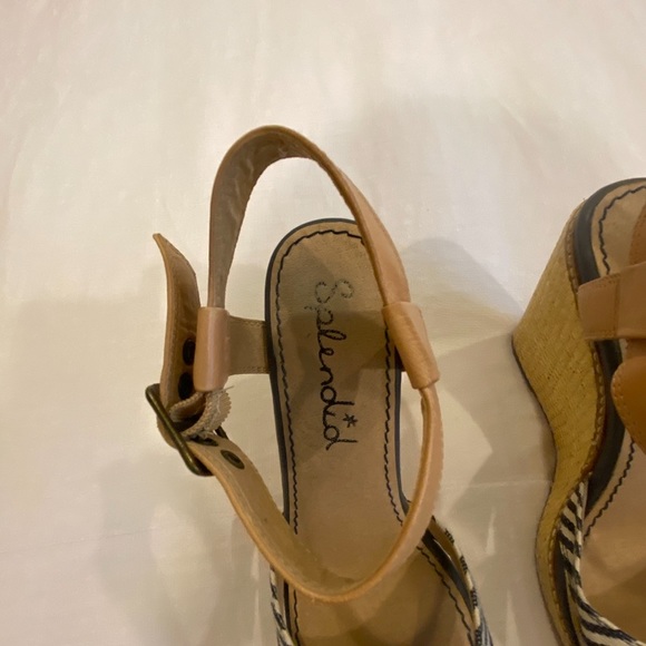 Splendid Blue White Striped and Leather Wedge - Picture 4 of 4